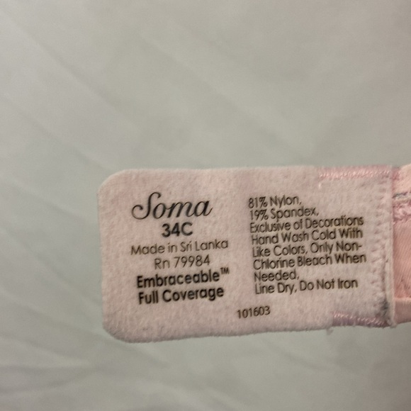 Soma Embraceable Full Coverage Floral Blue Jay Pink 34C Bra - Picture 11 of 12